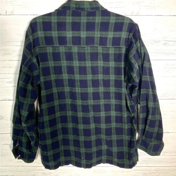 Vintage Quizz Blue Green Plaid Flannel Zip Shirt Jacket Women Medium 90s - Picture 3 of 5